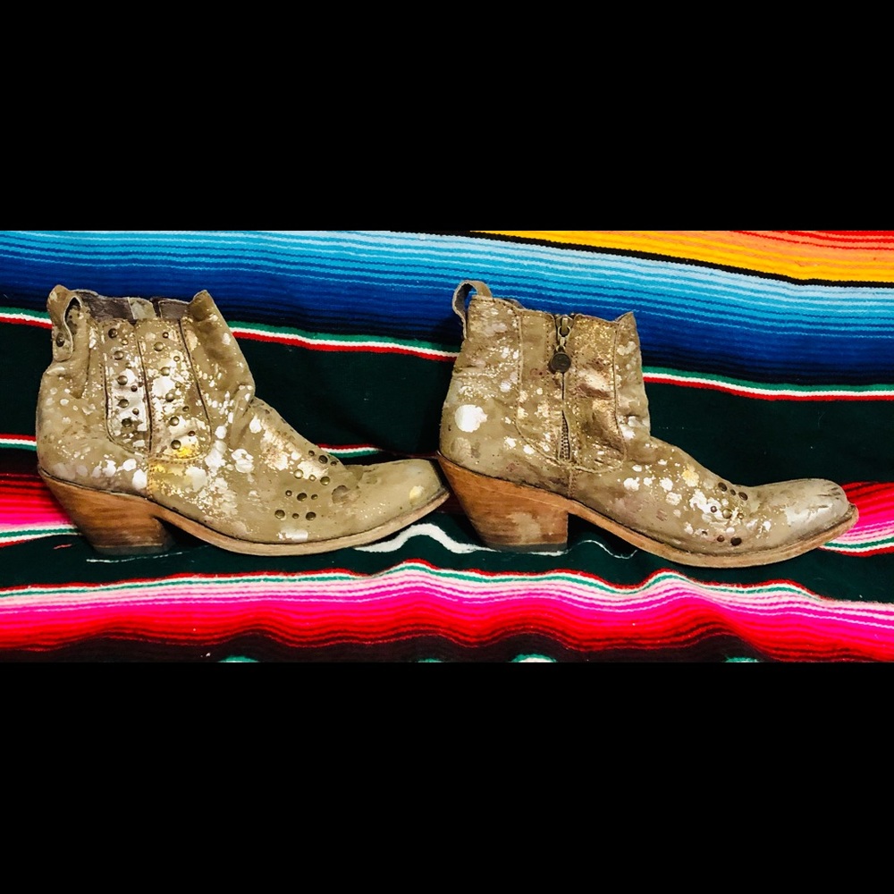 Liberty Black Silver & Gold Splattered Booties